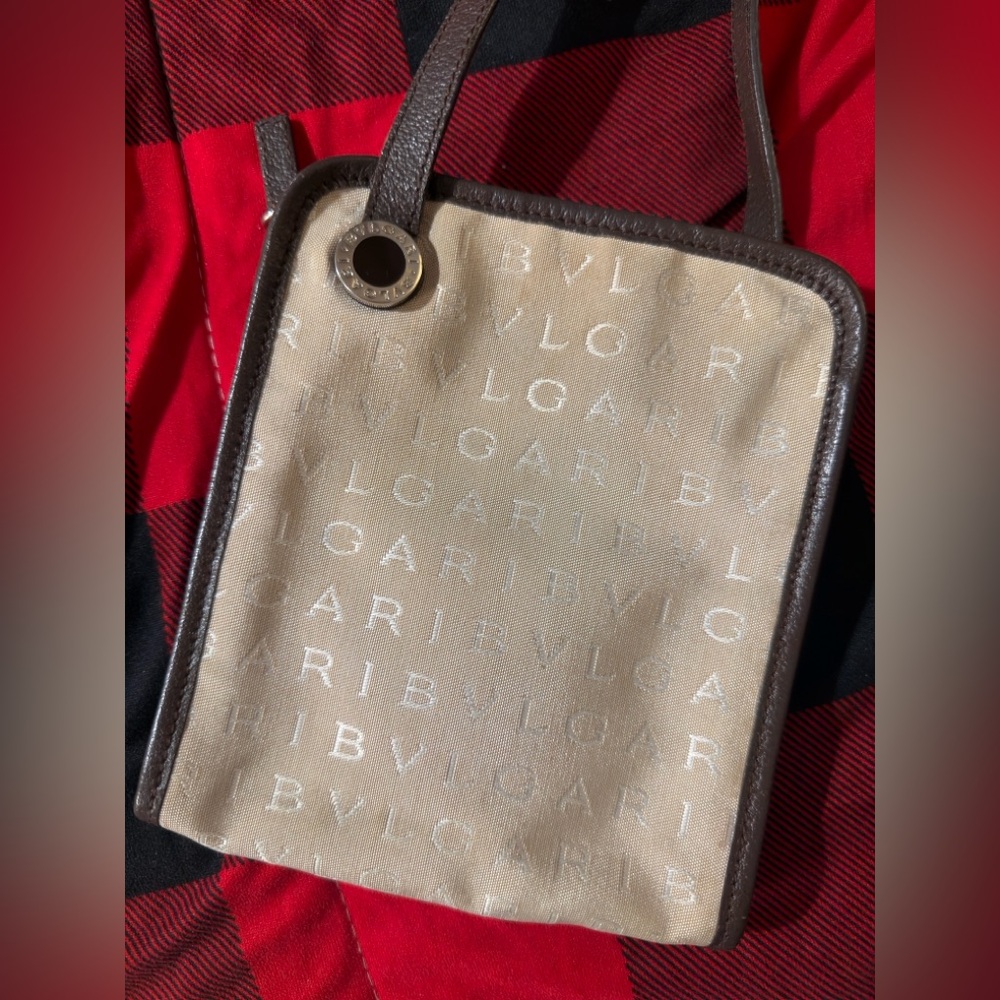 ‼️SOLD‼️ BVLGARI Logo Mania Crossbody Bag Canvas Beige